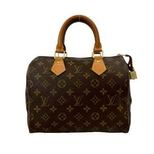LOUIS VUITTON Authentic Vintage Brown Monogram Leather Speedy 25 Boston Bag